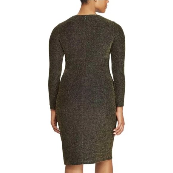 NWT Lauren Ralph Lauren Womens Size 10 Bronze Metallic Ruched Sheath Dress NEW - Picture 10 of 12